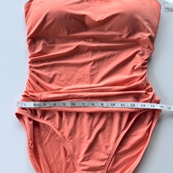 NWT La Blanca Island Goddess One Piece Ruched Swimsuit in Sunset Coral Size 14 - Picture 10 of 10